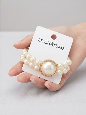 le chateau Pearl Cluster Bracelet — Ivory Pearls with Gold Center
